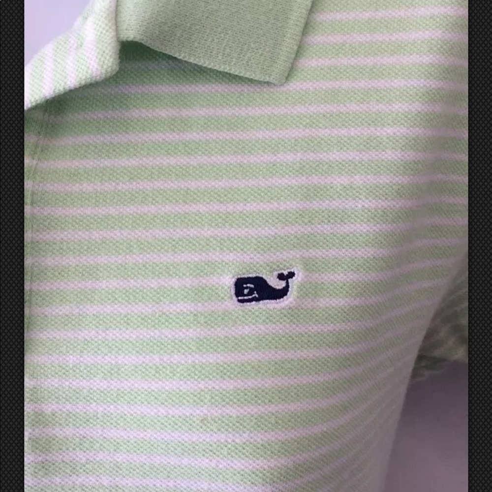 VINEYARD VINES Shirt Polo Preppy Striped Top Knit Green White - Picture 4 of 9